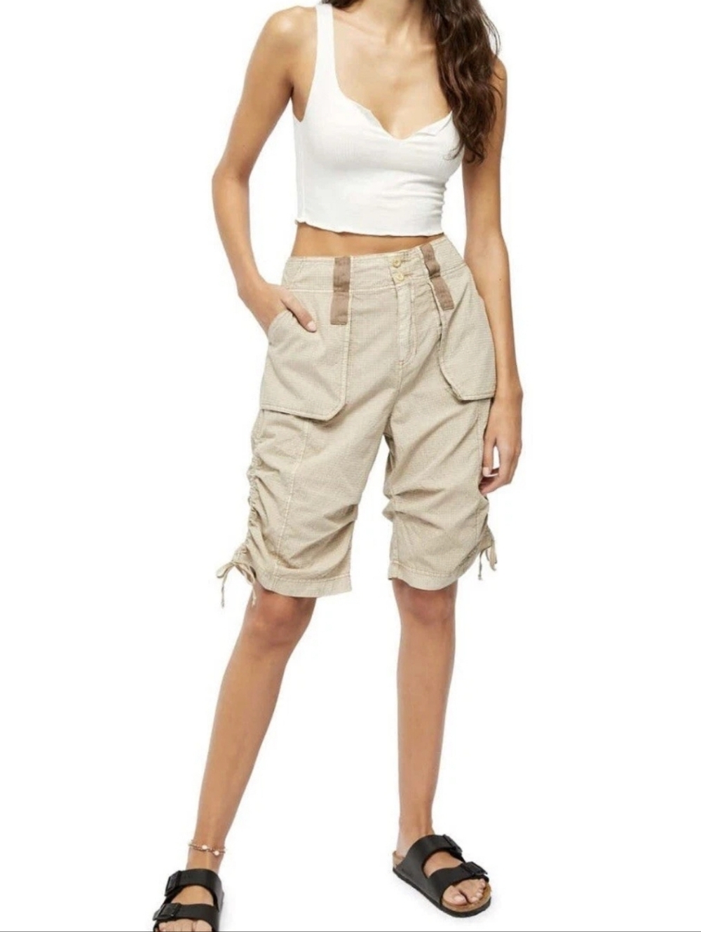 NWOT Free People Beige/Tan Cargo Shorts SZ: 4